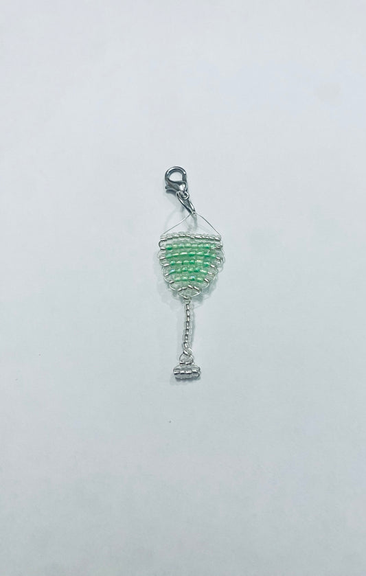 Beaded margarita glass keychain ￼